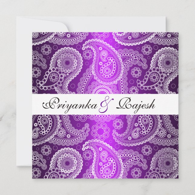 Faire-part de mariage Paisley en dentelle blanche  (Devant)