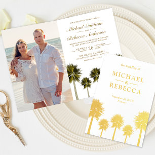 Faire-part de mariage Palmiers Feuille d'Or Tropic
