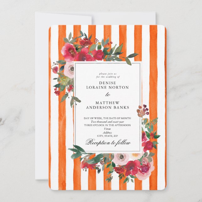 Faire-part de mariage Pantone "Orange Tigre" (Devant)