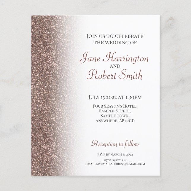 Faire-part de mariage papier Parties scintillant b (Devant)