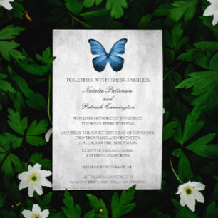 Faire-part de mariage papillon bleu