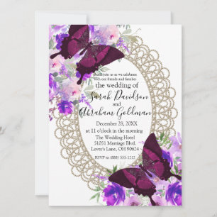 Faire-part de mariage papillon en dentelle