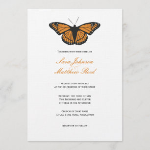 Faire-part de mariage papillon moderne - Orange