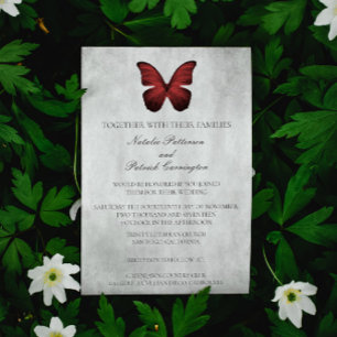 Faire-part de mariage papillon rouge