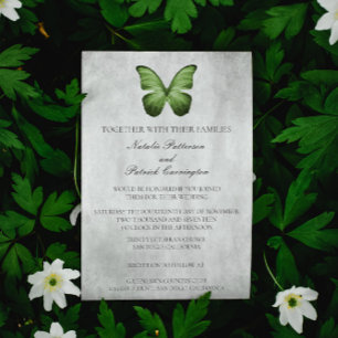 Faire-part de mariage papillon vert