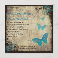 Faire-part de mariage papillon Vintage bleu