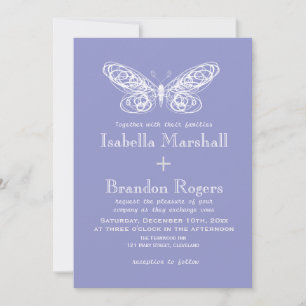 Faire-part de mariage papillon violet