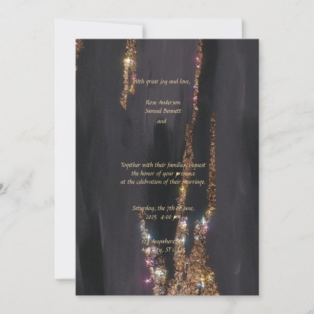 Faire-part de mariage Parties scintillant noire (Devant)