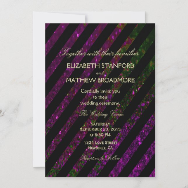 Faire-part de mariage | Parties scintillant violet (Devant)