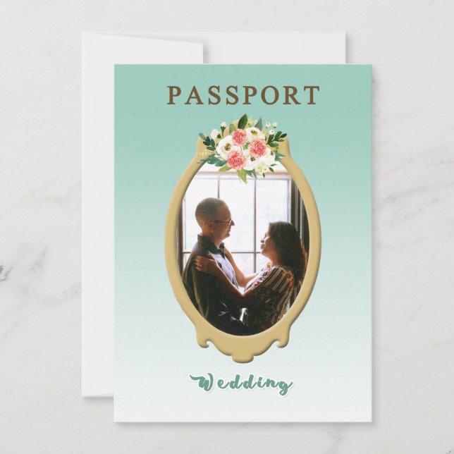 Faire-part de mariage Passport moderne (Devant)