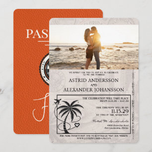 Faire-part de mariage Passport Orange Florida