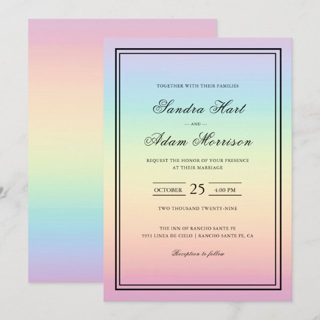 Faire-part de mariage Pastel Ombre aux couleurs ar (Devant / Derrière)