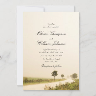 Faire-part de mariage Paysage champêtre romantique