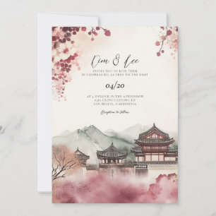 Faire-part de mariage Paysage coréen aquarelle