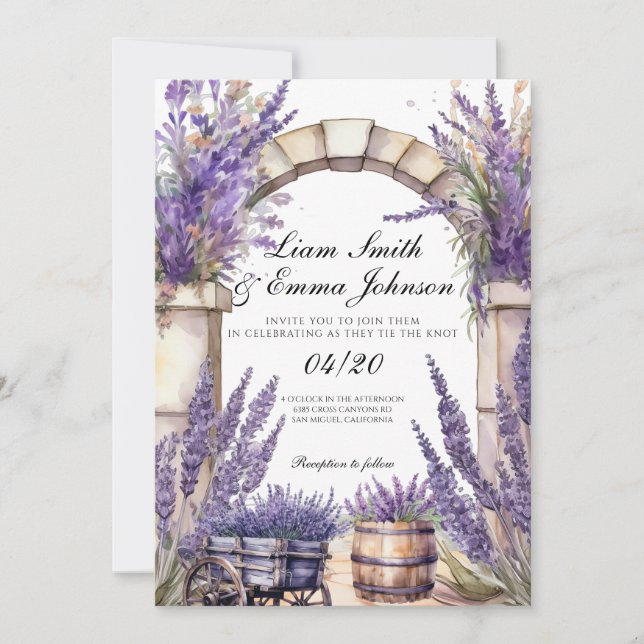 Faire-part de mariage paysage de Provence Lavande (Devant)