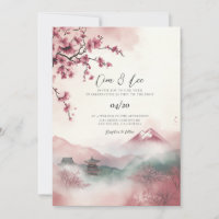 Faire-part de mariage paysagère traditionnelle cor