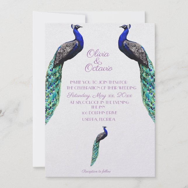 Faire-part de mariage Peacock (Devant)