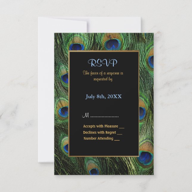 Faire-part de mariage Peacock Feather - RSVP (Devant)