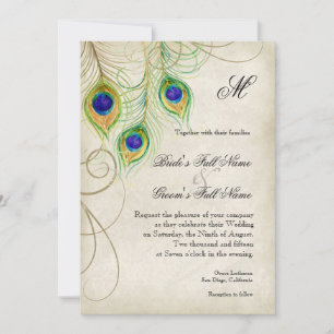 Faire-part de mariage Peacock Feathers
