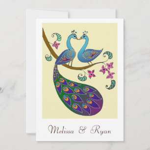 Faire-part de mariage Peacock & Peahen (kantha/ivo