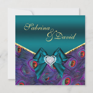 Faire-part de mariage Peacock Plum turquoise
