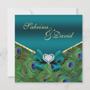 Faire-part de mariage Peacock turquoise