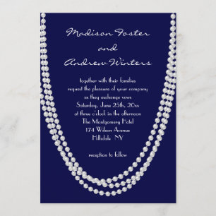 Faire-part de mariage Pearl des années 1920 - bleu