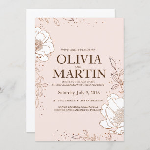 Faire-part de mariage Peony Rose Entrelacement de 