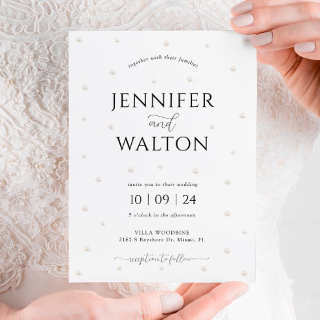 Faire-part de mariage perles blanches (Créateur téléchargé)