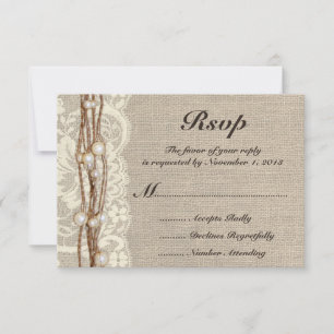 Faire-part de mariage perles corde de jute rustiqu