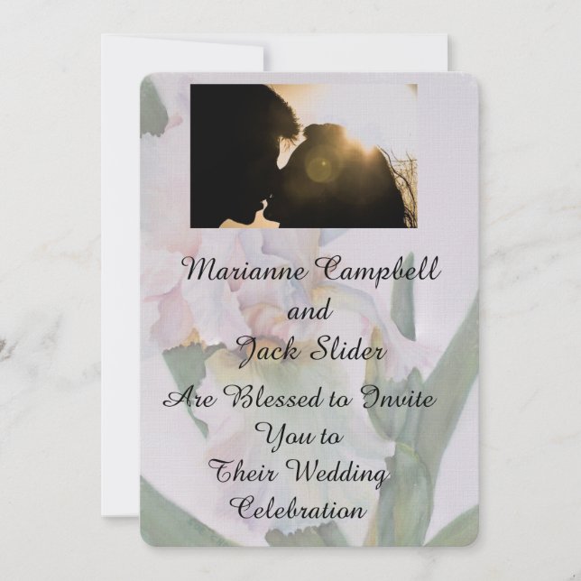 FAIRE-PART DE MARIAGE PERSONNALISABLE IRIS BLANC (Devant)