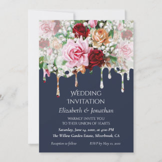 Faire-part de mariage personnalisable 'Roses sur f