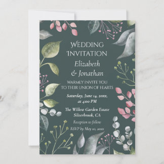 Faire-part de mariage personnalisé aux feuilles gr