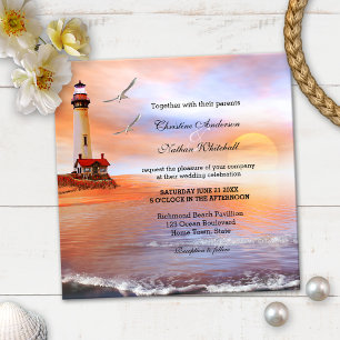 Faire-part de mariage phare de Beach