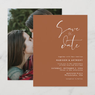 Faire-part de mariage photo à la date terracotta m