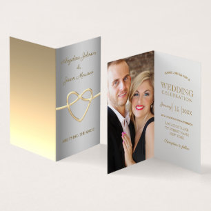 Faire-part de mariage photo argent et or simple
