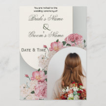 Faire-part de mariage photo avec arche florale de