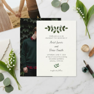 Faire-part de mariage photo avec bordure de lierre