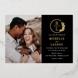 Faire-part de mariage photo avec couronne tendance