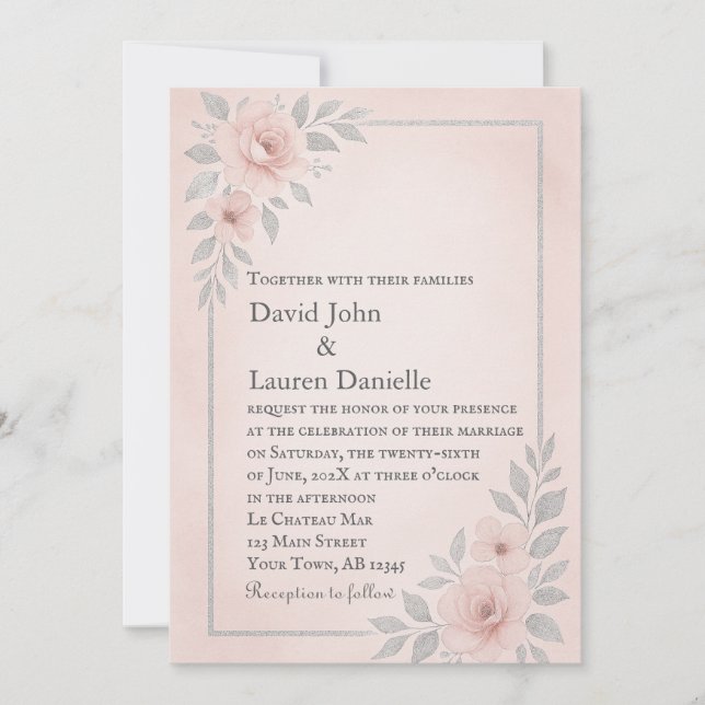 Faire-part de mariage photo Blushing Vows (Devant)