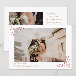 Faire-part de mariage photo confetti or rose
