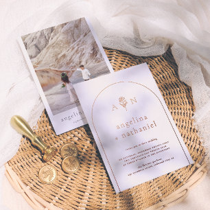 Faire-part de mariage photo d'arche florale minima