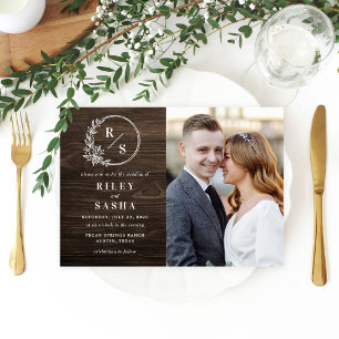 Faire-part de mariage photo de Monogramme rustique