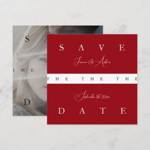 Faire-part de mariage photo de script rouge cramoi