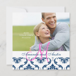 Faire-part de mariage photo du monogramme Dark Blu
