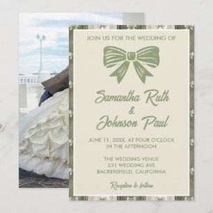 Faire-Part de Mariage Photo en Jean Rustique Vert 