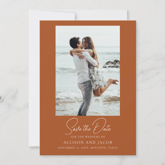 Faire-Part de Mariage Photo en Terracotta (Devant)