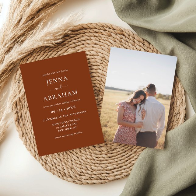 Faire-part de mariage photo en terre cuite rustiqu (Créateur téléchargé)