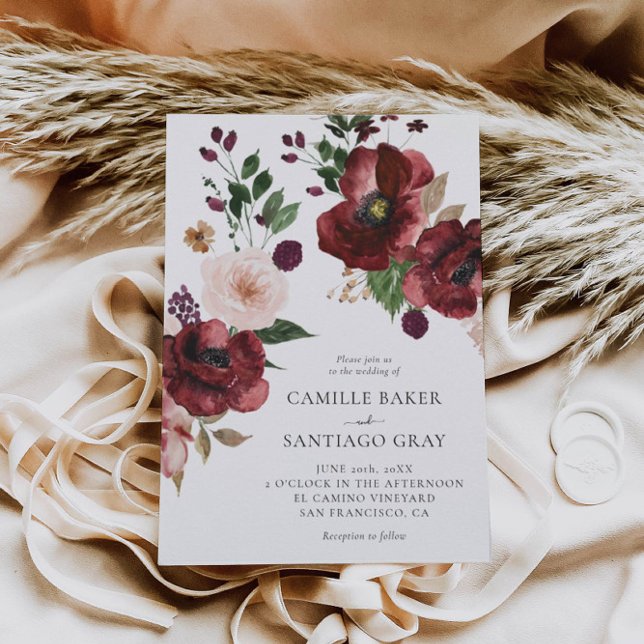 Faire-part de mariage photo florale de la Bourgogn (Créateur téléchargé)