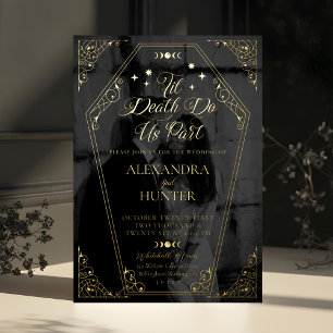 Faire-part de mariage photo gothique noir aquarell